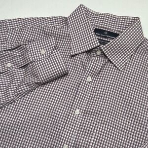 Hart Schaffner Marx Men's Non-Iron Pima Cotton Check Dress Shirt Size 16 33
